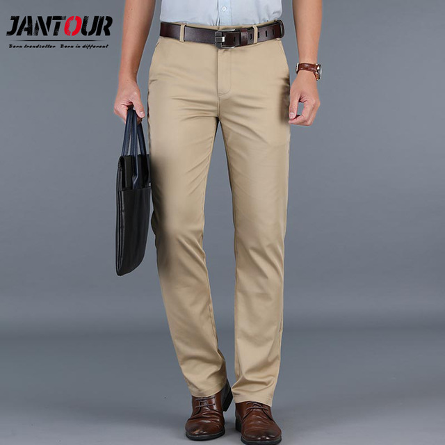 New Men's Basic Skin Color COTTON JEANS Business Pants Regular Straight  Pocket Stretch Pants Trending Fashion