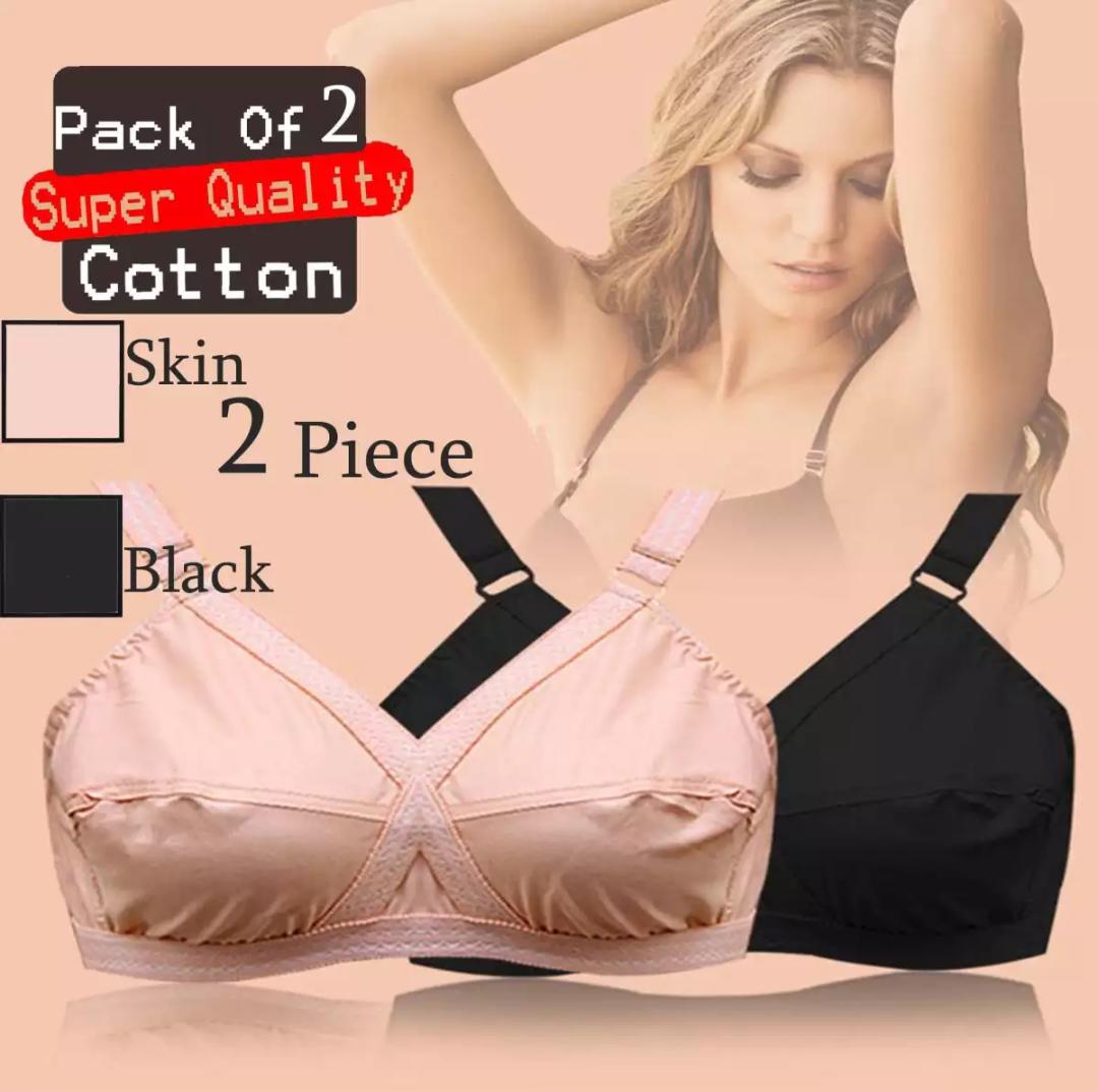Reviews of Pack Of 2 Black&Skin Women Ladies Girls Cotton Bra Blouse Brazier, Online Shopping in Pakistan