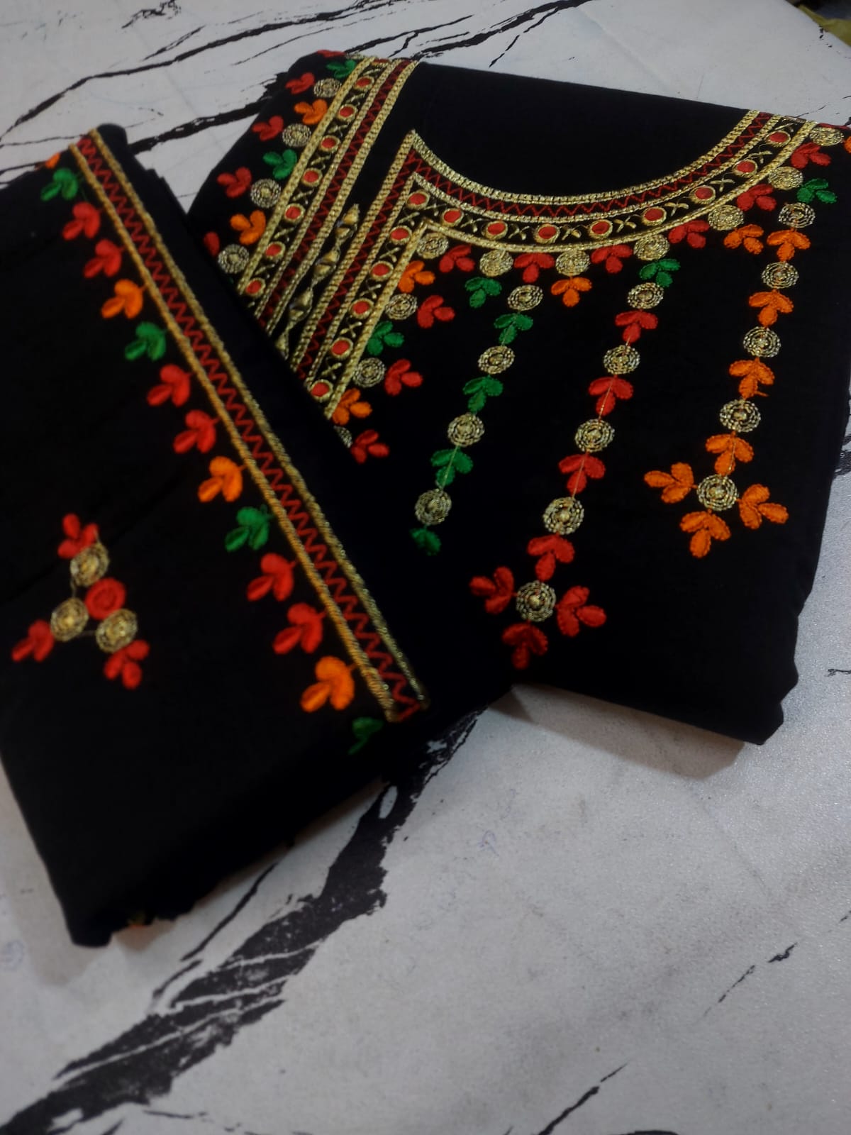 Unstitched Cotton Embroidered 2 Pcs Suit  Embroidered Shirt & Embroidered Trouser  Premium Summer Collection