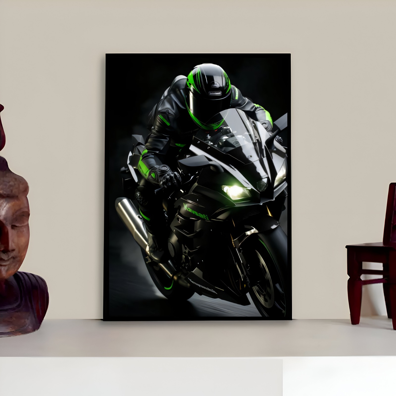 Kawasaki Bike Frame Digital Printed for Bikers Saki Lovers