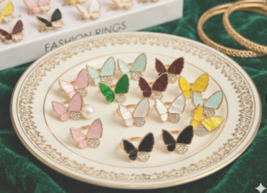 🦋 Premium Gold & Silver Butterfly Ring for Women & Girls | Adjustable Open Rings | Trendy Fashion Jewelry