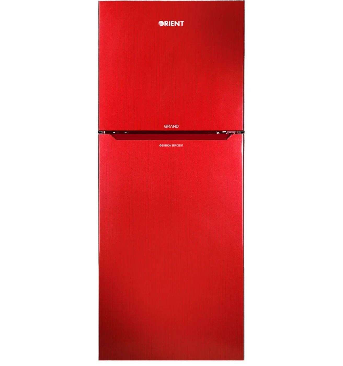 Orient Grand 265 Hairline Red Refrigerator | 9 Cubic Feet Double Door Refrigerator | Japanese Compressor | 18-Minute Instant Freeze | 135V Low Voltage Startup | Hairline Red Metallic Finish