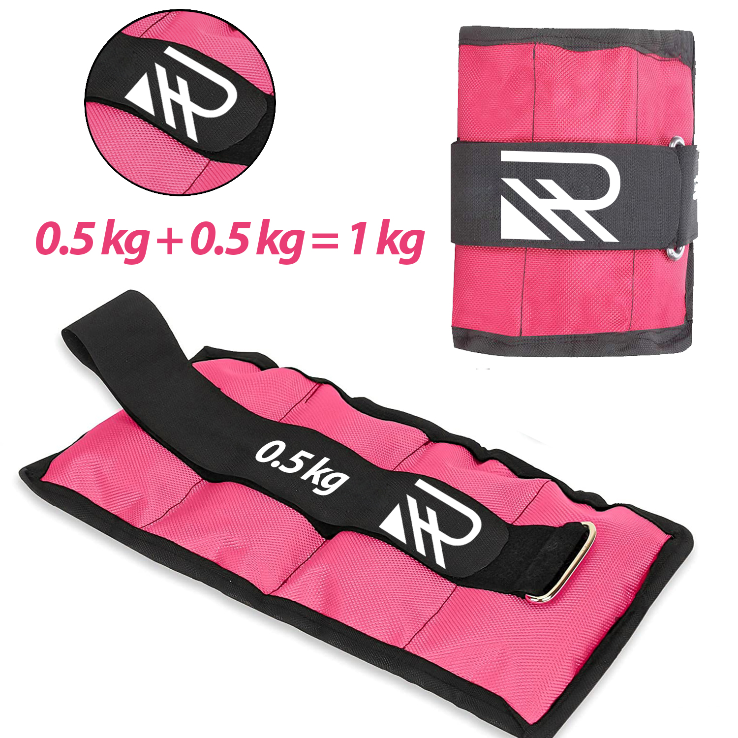 0.5 KG x 0.5 KG = 1 KG PAIR, PINK COLOUR, WRIST / ANKLE WEIGHTS PAIR, Weight Bearing Ankle wrist Strap Leg Strength Resistance Bands for Speed Training Running Exercise Workout Fitness Band