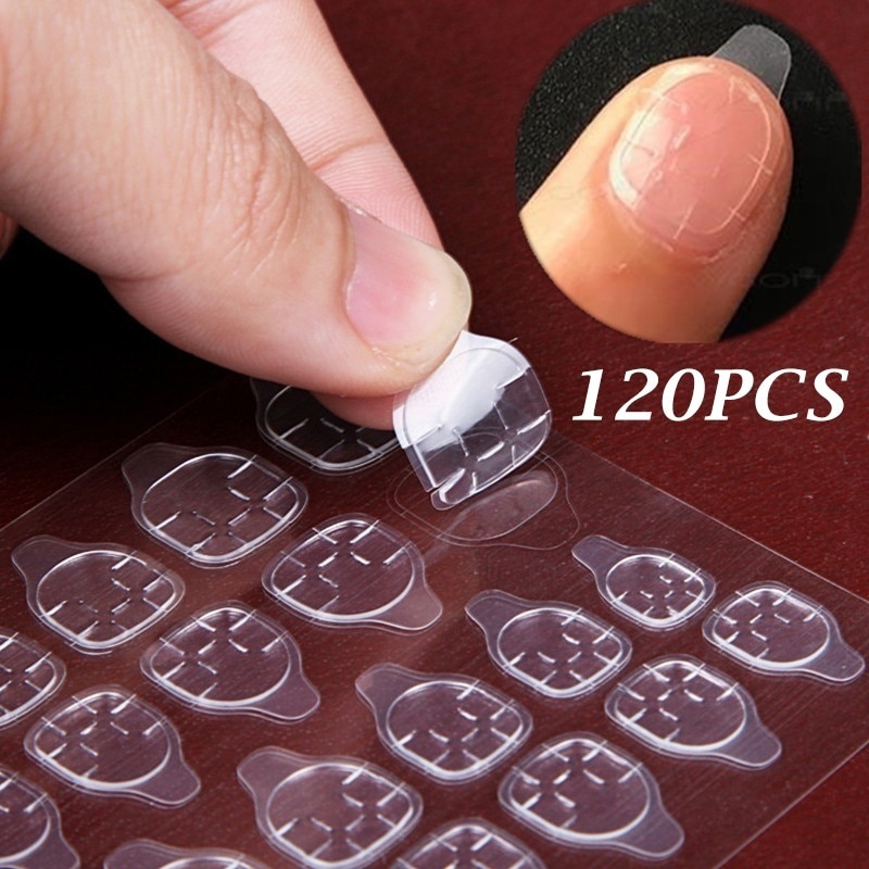 120Pcs/5sheets False Nails Sticker Transparent Double-Side Adhesive Tapes Stickers Press On Nail Tips Extension Stick Tools