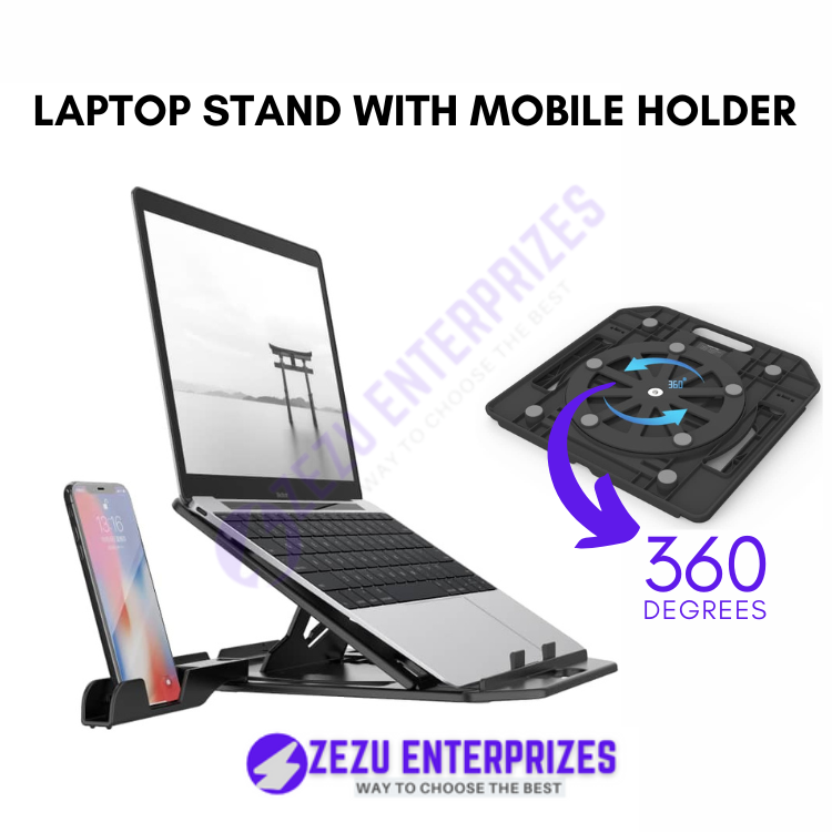 Laptop table Stand for Desk with Mobile holder 360 degrees rotatable