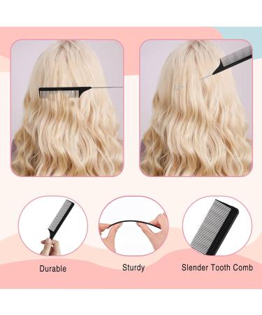 (1pcs)Parting Comb for Braids, Teasing Combs with Stainless Steel Pintail for Hair Styling Hairdressing