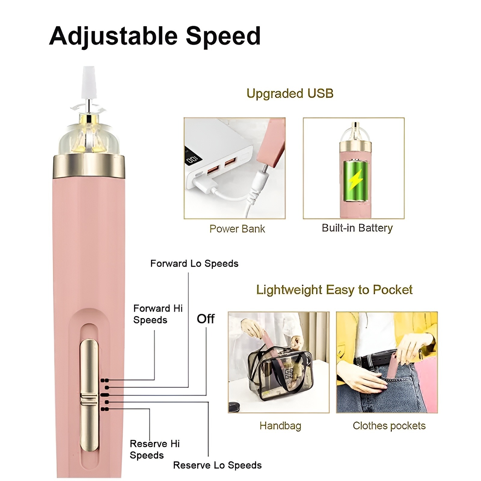 TYMO Rechargeable Professional Manicure Nail Machine Set Pedicure Drill Set Ceramic Nail File Mini Electric Nail Polishing Machine