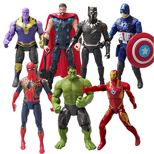 Marvel 6-Inch (15 CM) Hulk, Captain America, Iron Man, Spider-Man, & Black Panther Action Figure Set with Shield Accessory, Super Hero Toys, Ages 4+