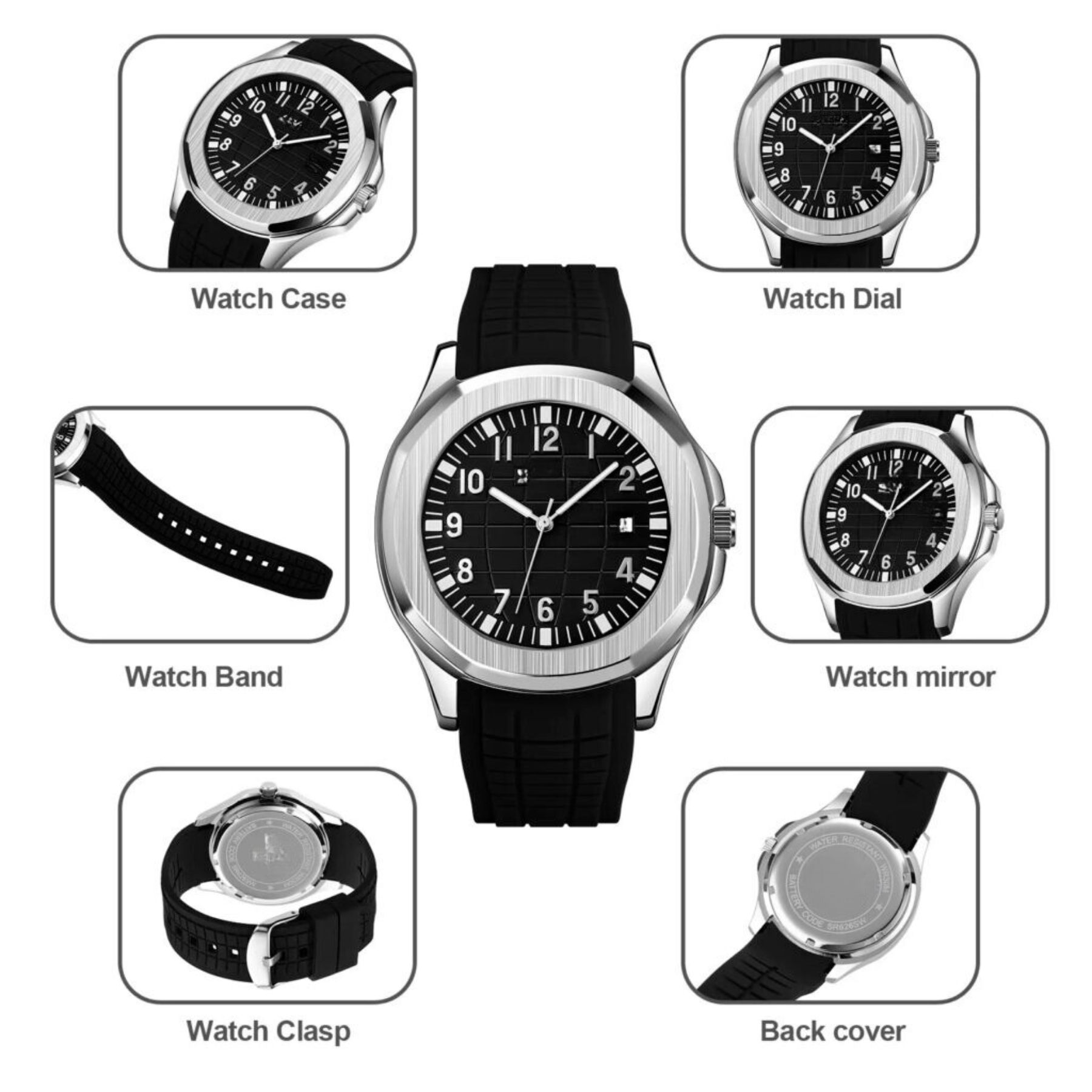 Watch For Mens Nautilus Design Rubber Strap | Watch For Girls | Watch For Men & Boys | Watch For Boys | Stylish and Durable design Perfect For Sports And Outdoor Activities Comfortable To Wear With Adjustable Strap