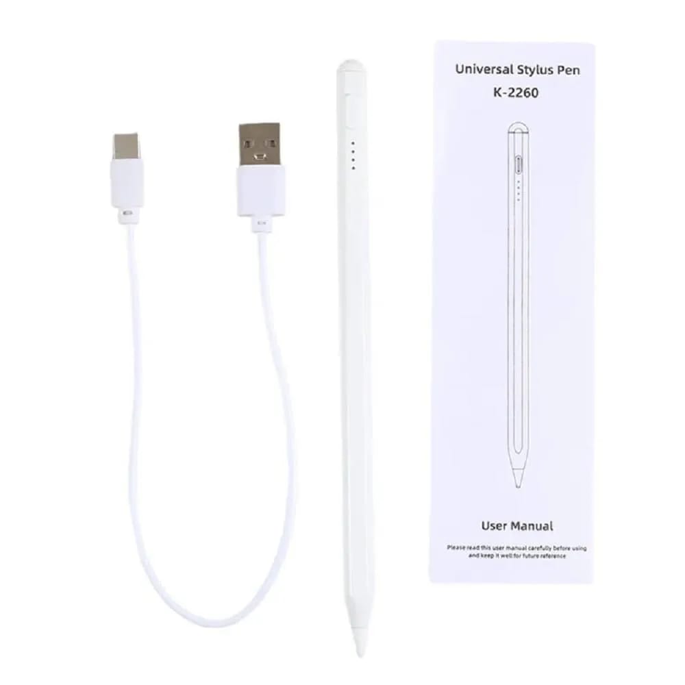 K-2260 Universal Active Stylus Pen – Fine Point Touch Screen Pen with Type-C Charging for iOS/Android/Windows – White