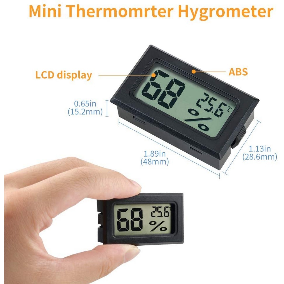 Mini Hygrometer Thermometer Indoor Temperature Humidity Meters  Digital LCD Display Celsius (°C) for Humidors, Greenhouse, Garden, Cellar, Cars, Baby Rooms Egg Incubator