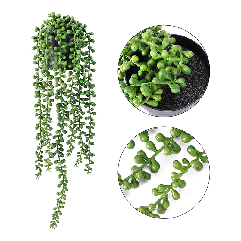 2x Artificial Hanging Succulent Plants String Of Pearls With Planter 配送員設置