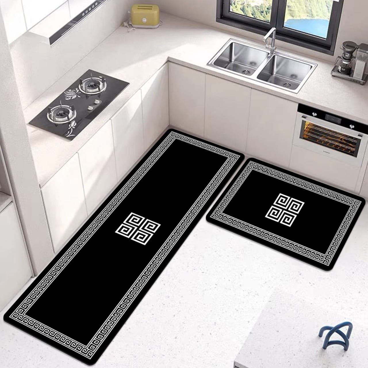 Usman's Hub - 2pcs Kitchen Runner Mat Non Slip Super absorbent Bedroom Long Bedside Area Rug Soft Washable Carpet Bathroom Entrance Doormat By USMAN'S HUB