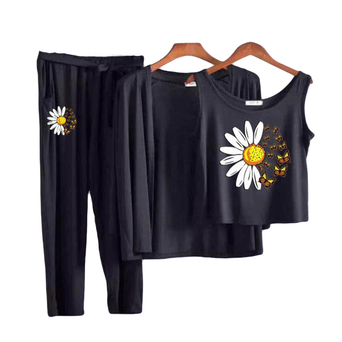 3Pcs Pajama Suit Women Modal Long-Sleeved Vest For Leisure Home Wear Female Sleepwea