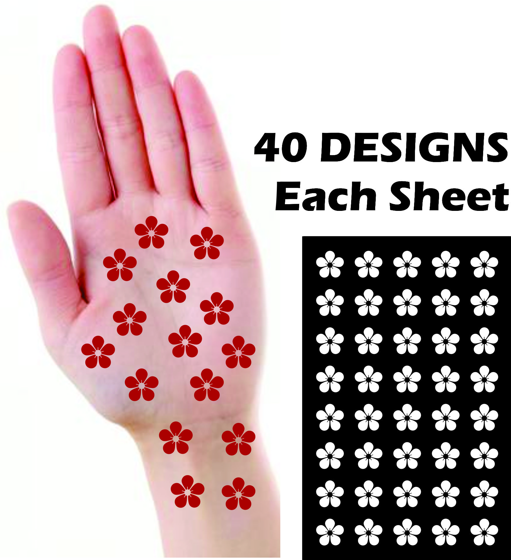 40 Beautiful Arabic Bridle Flowers Beautiful Henna Mehndi Bridal Stencils Mehandi Stickers-3