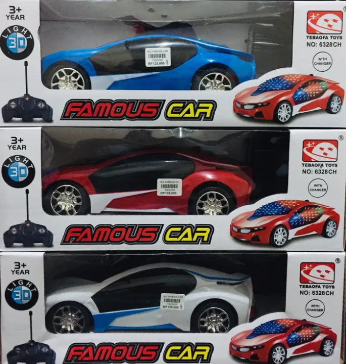 Rechargeable Remote Control 3D Famous Car with Lights | High Speed RC Toy with Left Right Turn, Long Range Remote & Rubber Tyres | Kids Car Gift | Colourful Minds