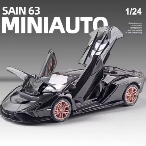 1:24 Lamborghini Sian FKP37 Alloy Diecast Model – Smoke Exhaust Effect, Metal Body, Light & Sound, Pull Back, Openable Doors view 7