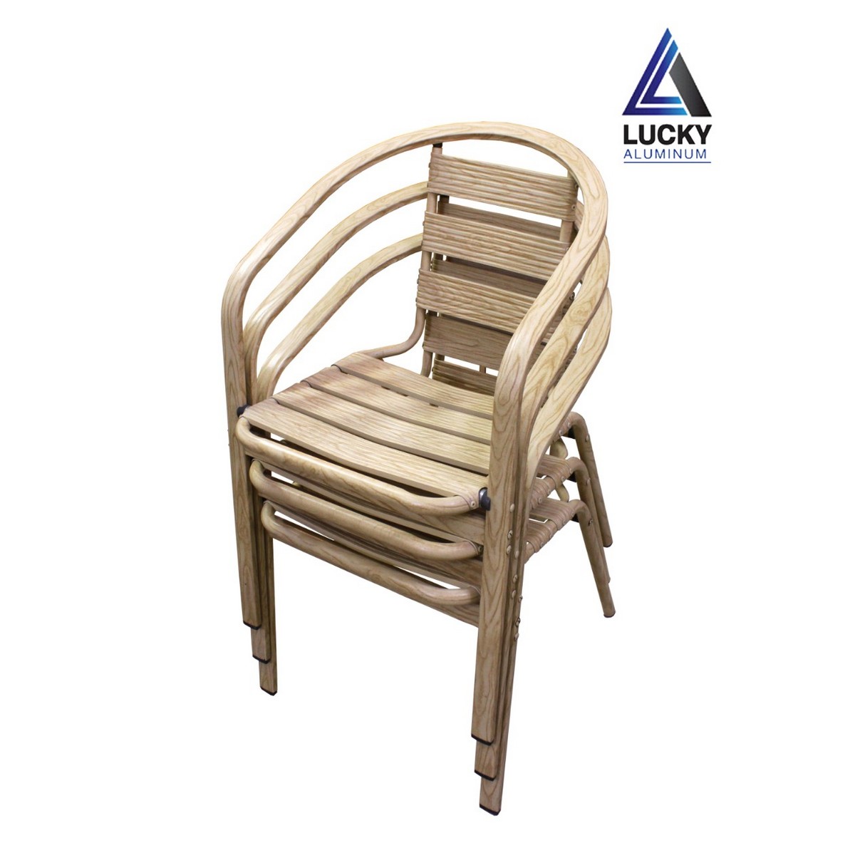 Aluminium Chair - 3 Pieces - Oak Colour