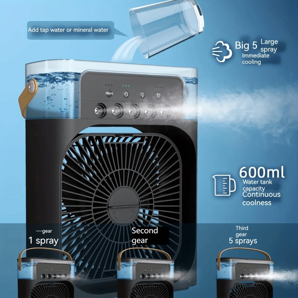 Portable Air Conditioner Fan 600 ml Water Tank USB Personal Cooler,Mini