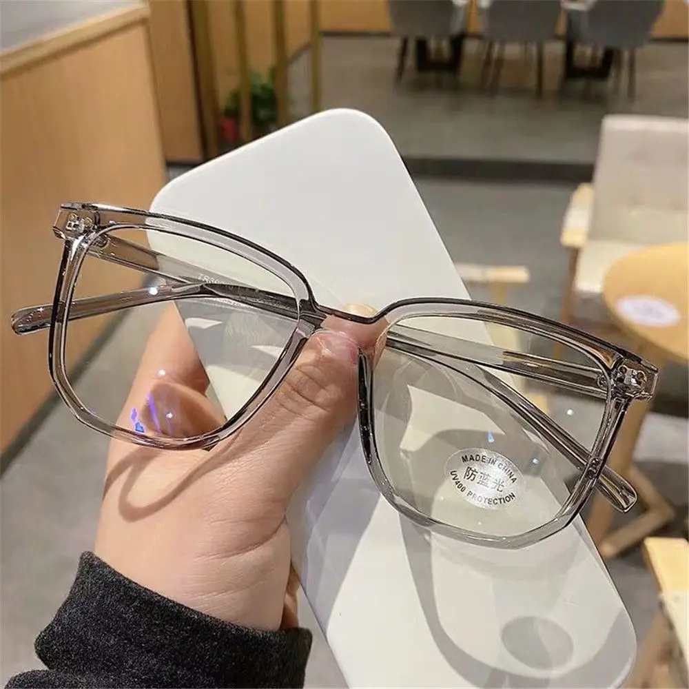 High-Grade Plastic Transparent Square Frame Glasses for Men - Clear Lens Anti-Blue Light Spectacles for Unisex Use