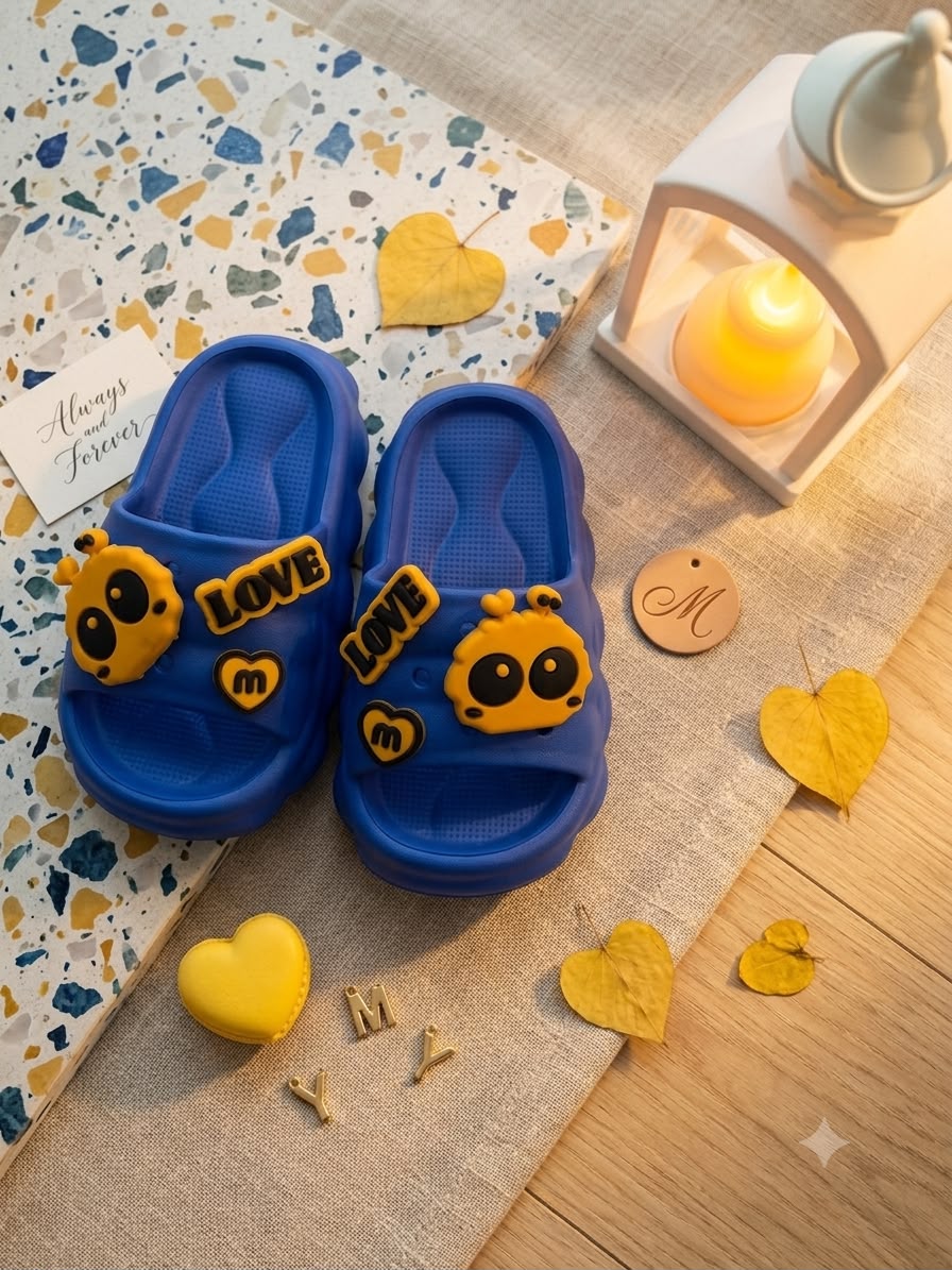 Kids Cartoon Astronaut EVA Slide Slippers – Soft Anti-Slip Blue Sandals