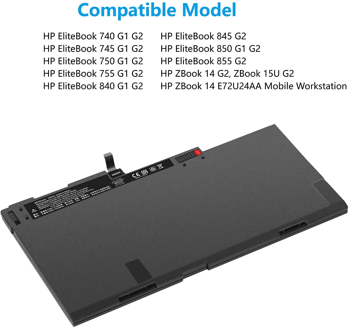 DR. BATTERY Akku Für HP EliteBook 840 G1, 850 G2 U.a. - 11,1 V Ersatzakku CM03 Kompatibel