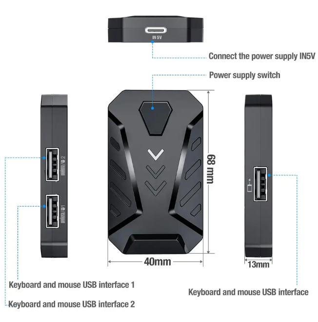 Mobile Game Combo Pack - PUBG Keyboard Gaming Mouse - PUBG Mobile Controller - 4 in 1 PUBG Game Controller - PUBG Gadgets - 4 in 1 Mobile Game Combo Pack