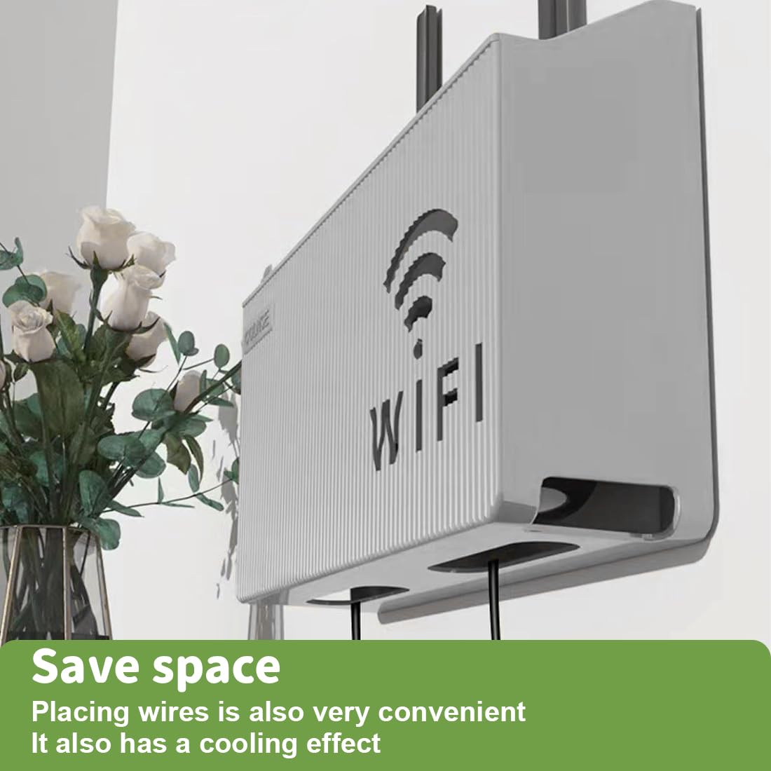 Wall Mounted WiFi Router Stand / Shelf / Rack – Wireless Router Holder & Organizer with Hidden Cable Management – ABS Plastic and Metal WiFi Rack for Home & Office – Easy Installation – Decorative Internet Box – High Quality
