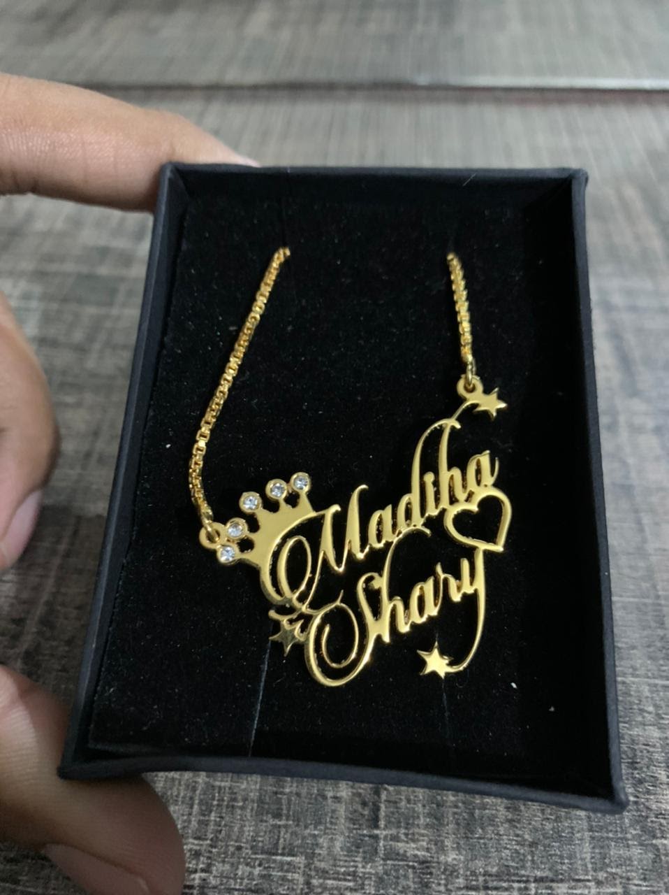 Couple Heart Design Gold Plated Chain 