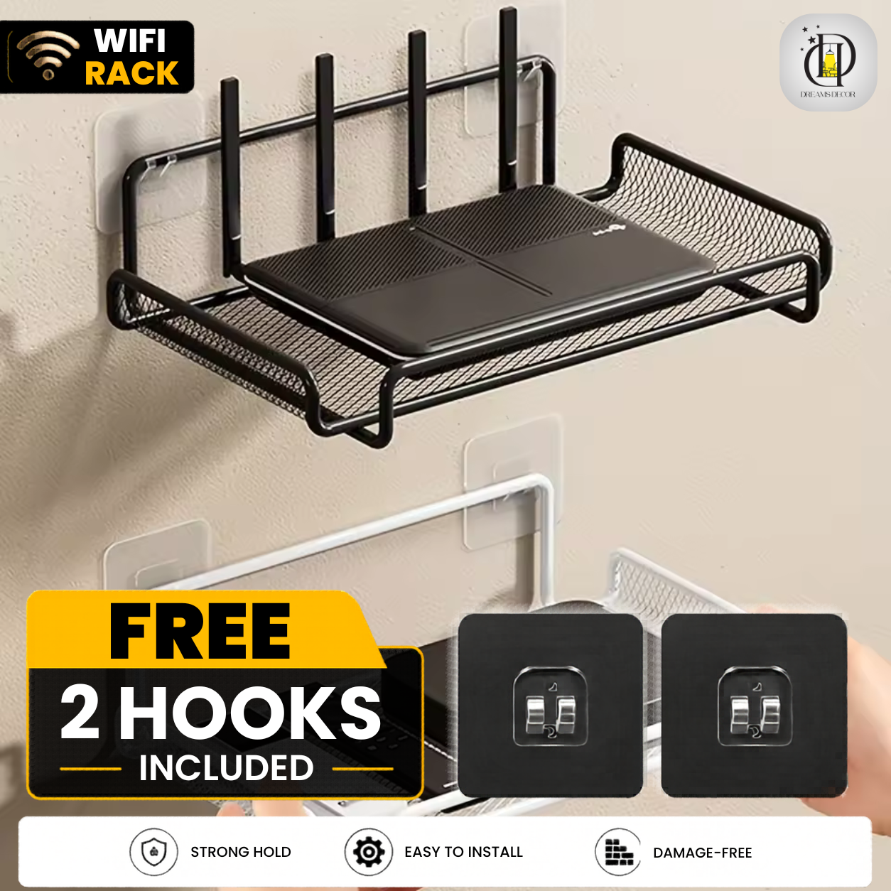 WIFI Router Shelf Stand Wall-mounted TV Screen Top Storage Box Office Organizer Home Sundries Storage Rack
