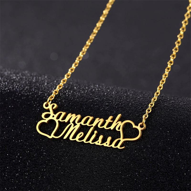 Couple Heart Design Gold Plated Chain Double Name Necklace For Women For Gift Item Trendy Product Buy Online At Best Prices In Pakistan Daraz Pk