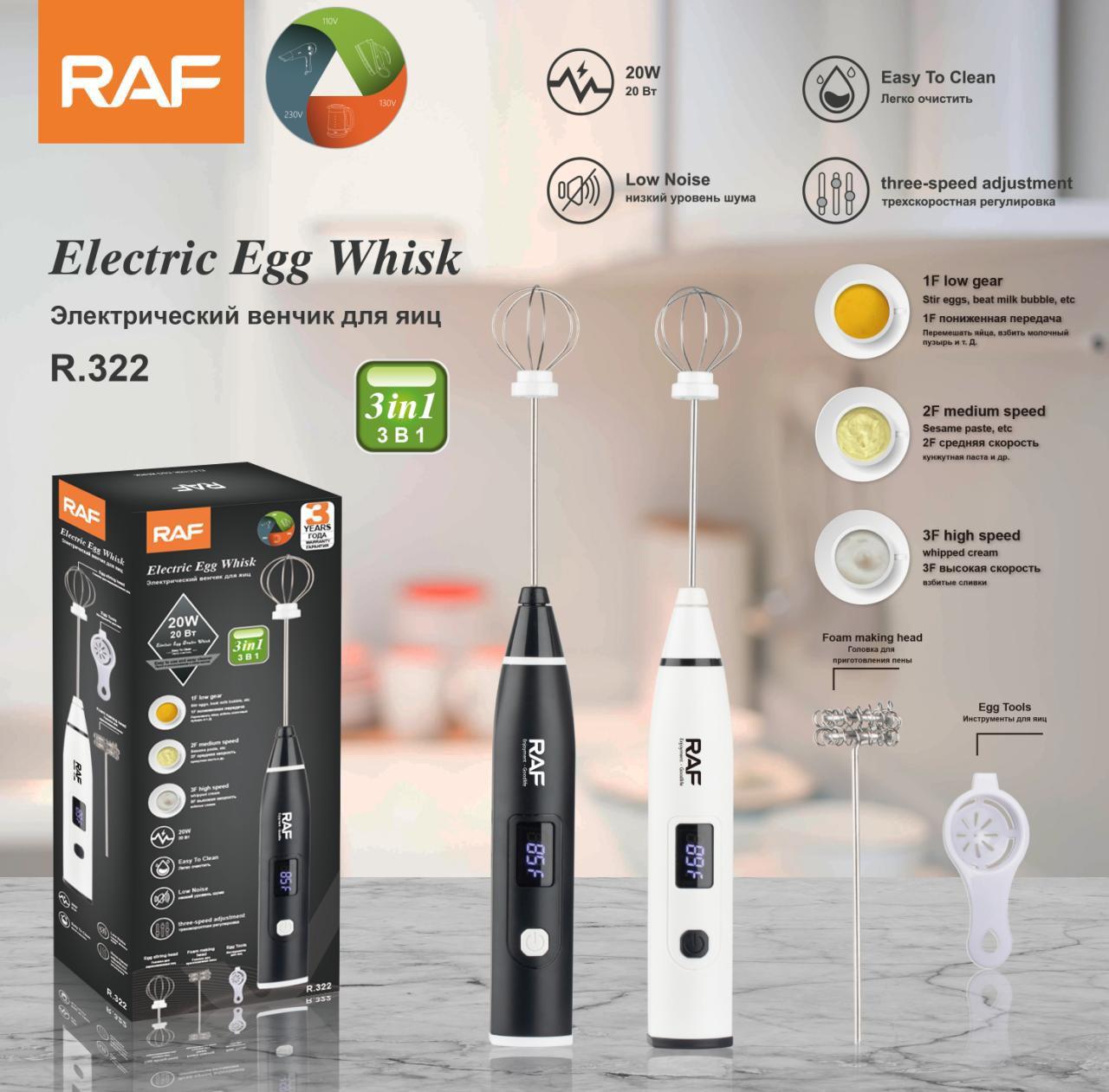 Raf 3 in 1 Electric Egg Whisk & Coffee Mixer R.322 Milk Frother 3