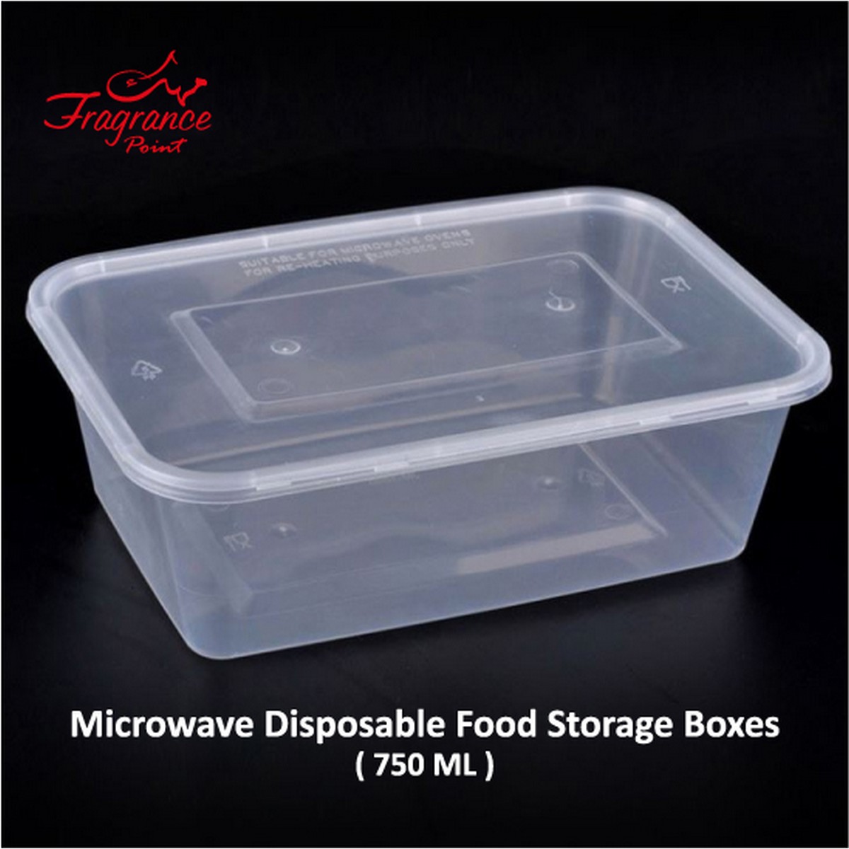 Pack of 20 - 750 ML. Microwave Disposable Food Storage Boxes - Clear Transparent  Plastic
