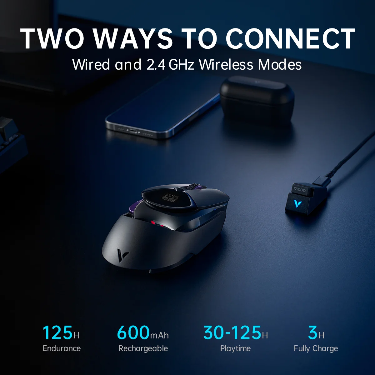 RAPOO VT960 PRO Wired & Wireless Gaming Mouse 26000 DPI with 9 Programmable Buttons Aluminum Alloy Design OLED Display 25 945cee0a10ef6ae5fb90df75dd94b9cd