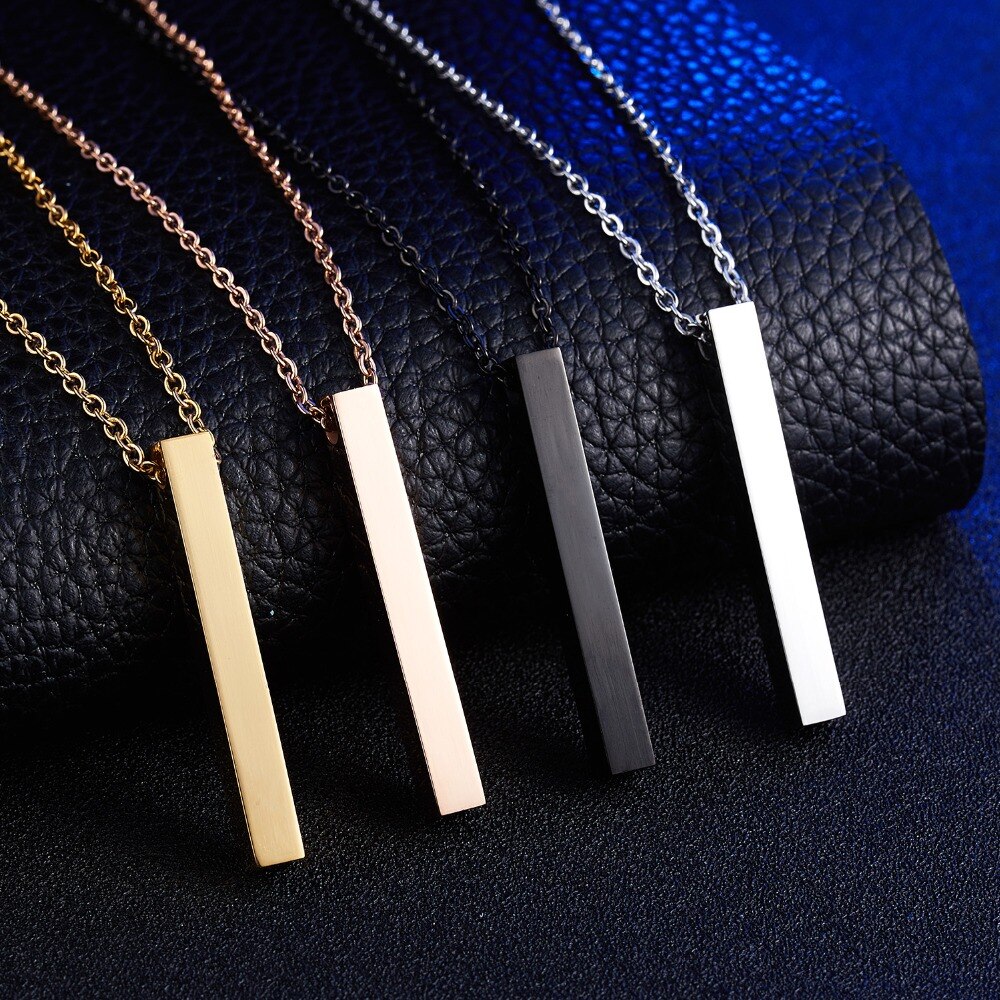 Pure Locket Chain Pure Stainless Steel Black Vertical Bar Necklace Locket Chain for Men ...