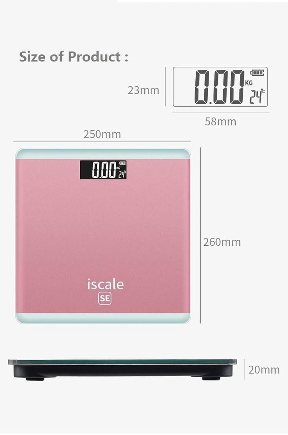 Upto 180kg iScale Weight Machine - Digital Heavy Duty Electronic Weighing Scale with Dual LED Display - Heavy Electric Weight Machine With Durable Steel Quality - For Home & Personal Use - Black/Golden/Pink/Silver
