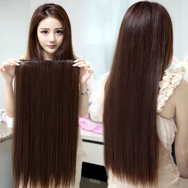 Long Hair Extension NEW FASHION 5 Clips In 26 Inches Straight Hair Extension ● Natural Brown Color (Default) ● Choose Color from Dark Brown and Black From Color Variations Above. ● Washable and Restyleable