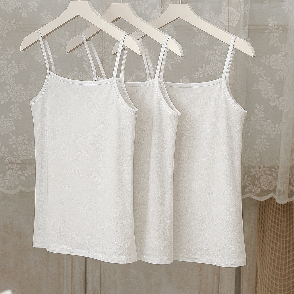 Pack Of 3 Women Summer Camisoles Biddies Stretchable Pure Cotton Tank Tops for Women Girls| Bra Vest for Girls Strap Cotton Multicolor Sleeves Thin Camisole Vest Solid Top