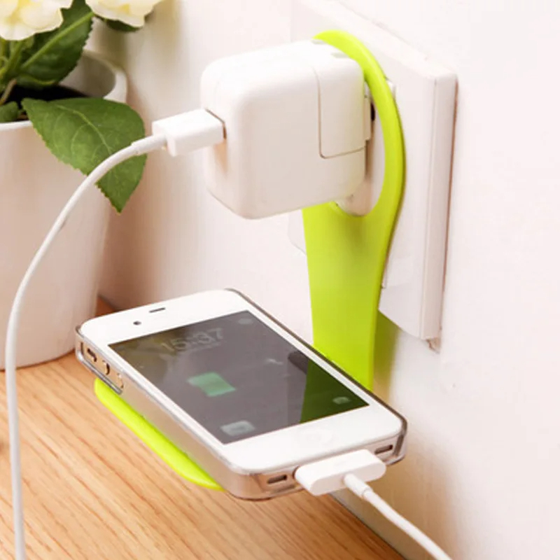 Phone charging rack, wall hanger, mount adapter, foldable cell phone storage holders, wall plug charger stand