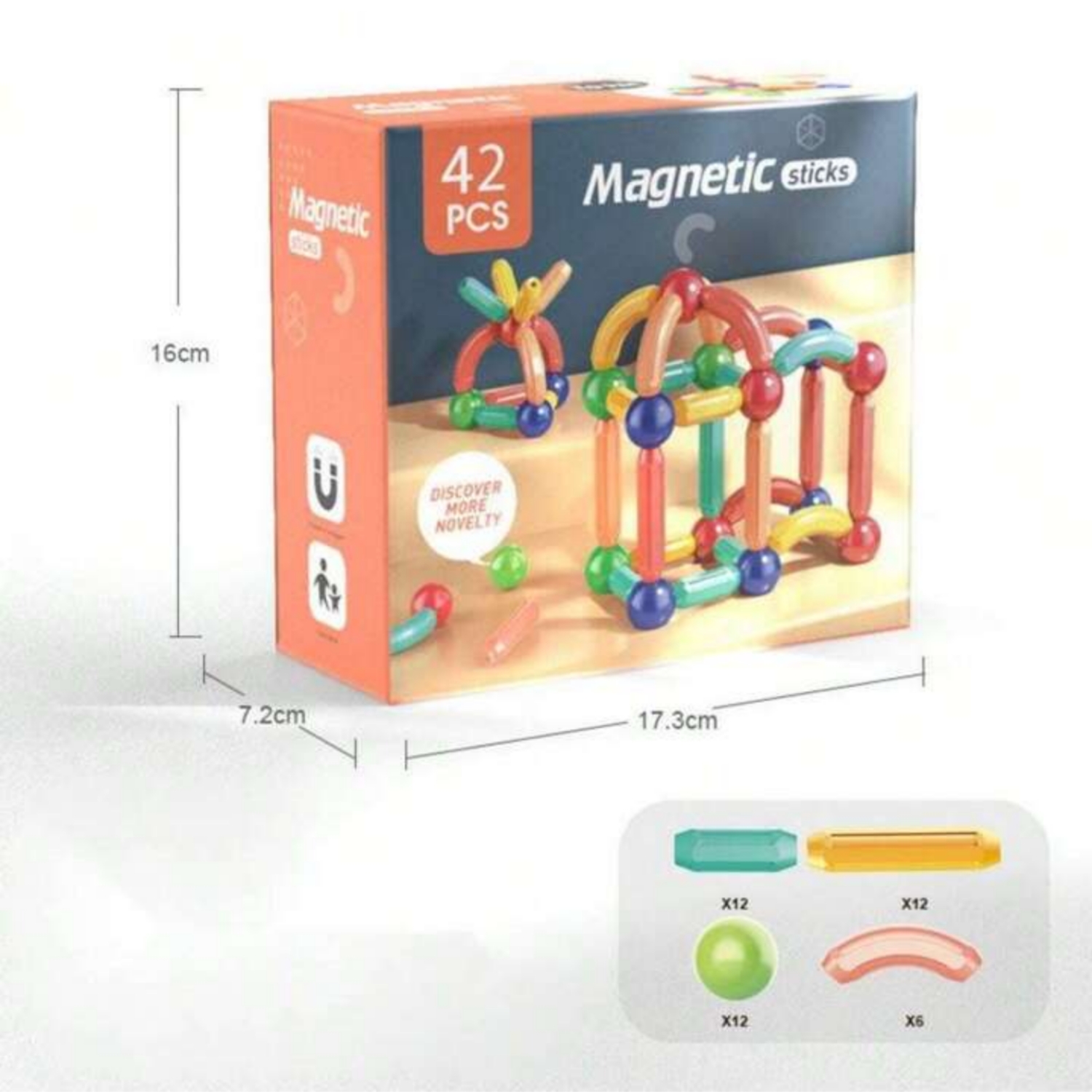 Magnetic Toys Building Blocks  36/42/64/25 Pcs Kids Magnet Balls and Rods Set  Toddler STEM Sticks Toy  Learning Educational Block Games Stacking Toys for Boy Girl Age 3+ Years Old Preschool