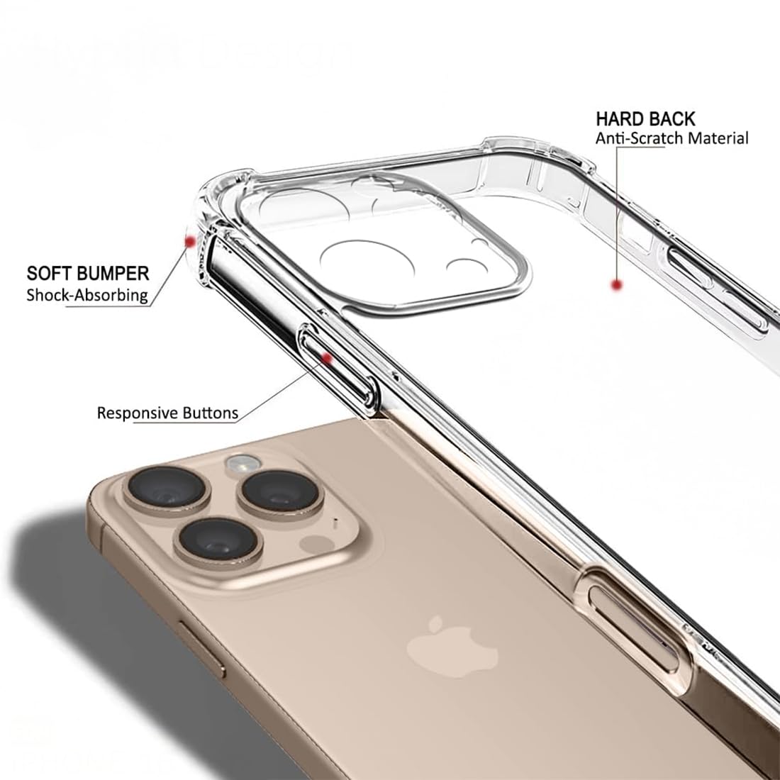 Phone 16 Pro Max / Phone 16 Pro _ Bumper Transparent Back Cover Soft TPU Shock Proof Drop Protective Crystal Clear Case (Imported Transparent)