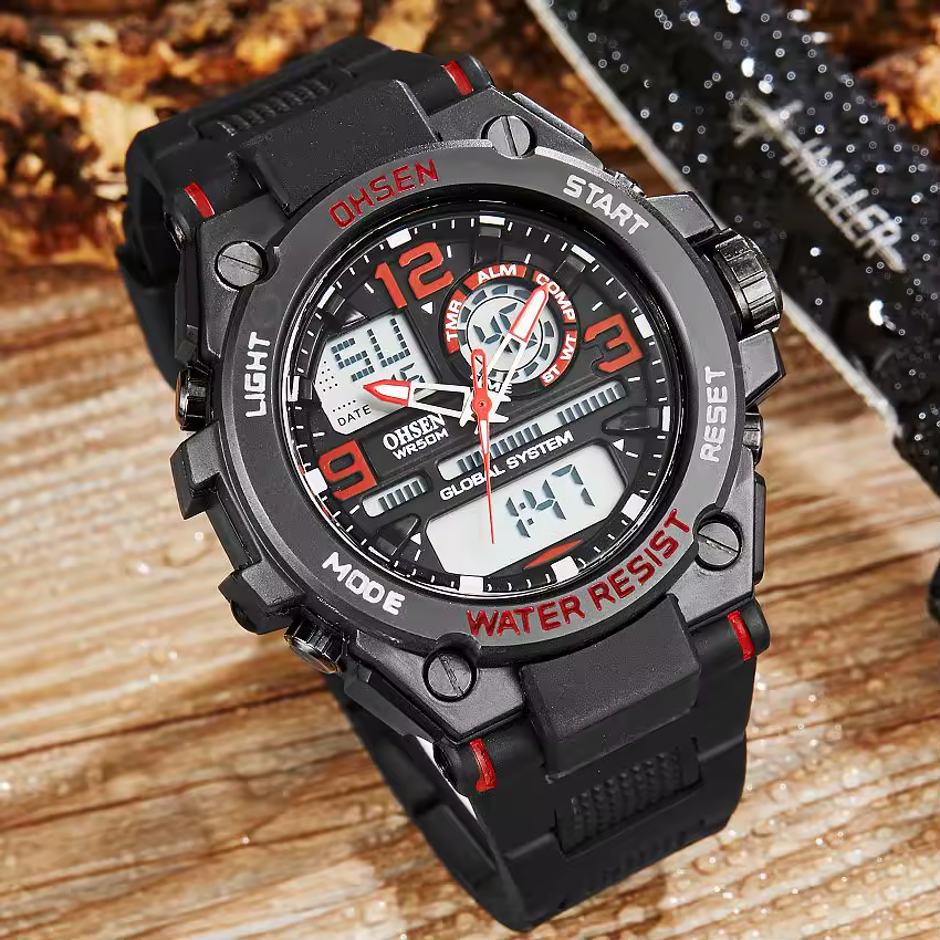 Sports Digital Watches Quartz Dual Display Waterproof Watch For Men