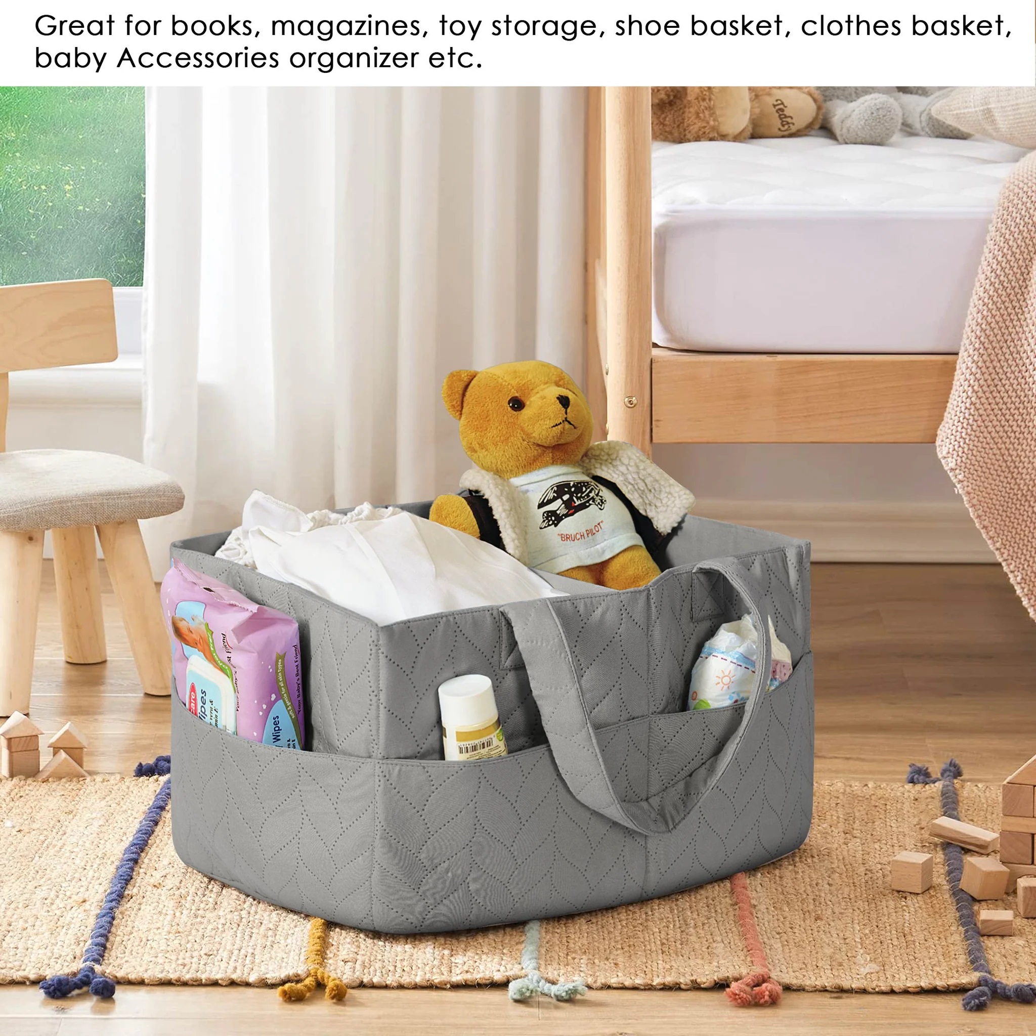 Baby Diaper Caddy Organizer, Foldable Storage Bag with 1 storage bag free
