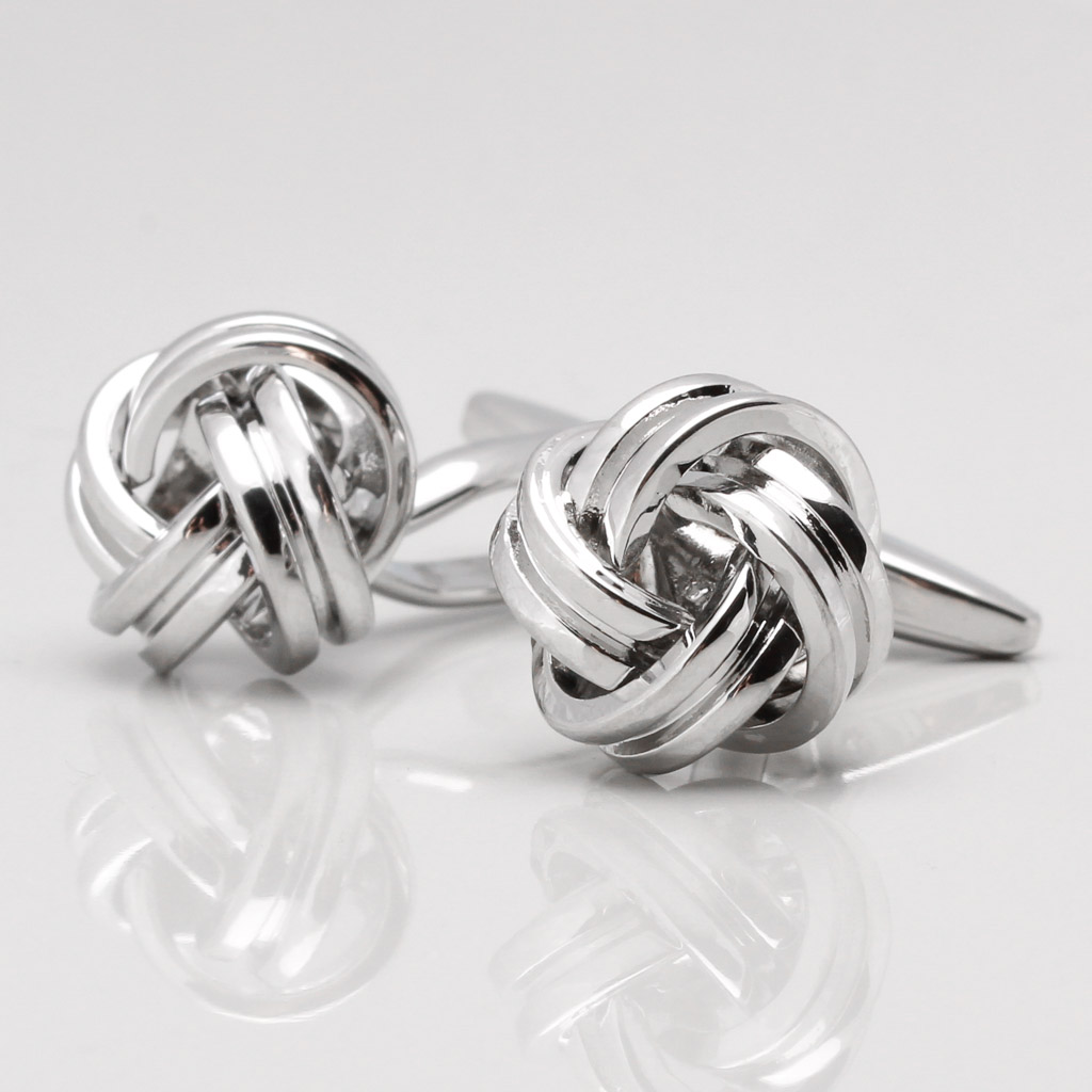 Silver/Golden Pair of Stainless Steel Knot Cufflinks for Men