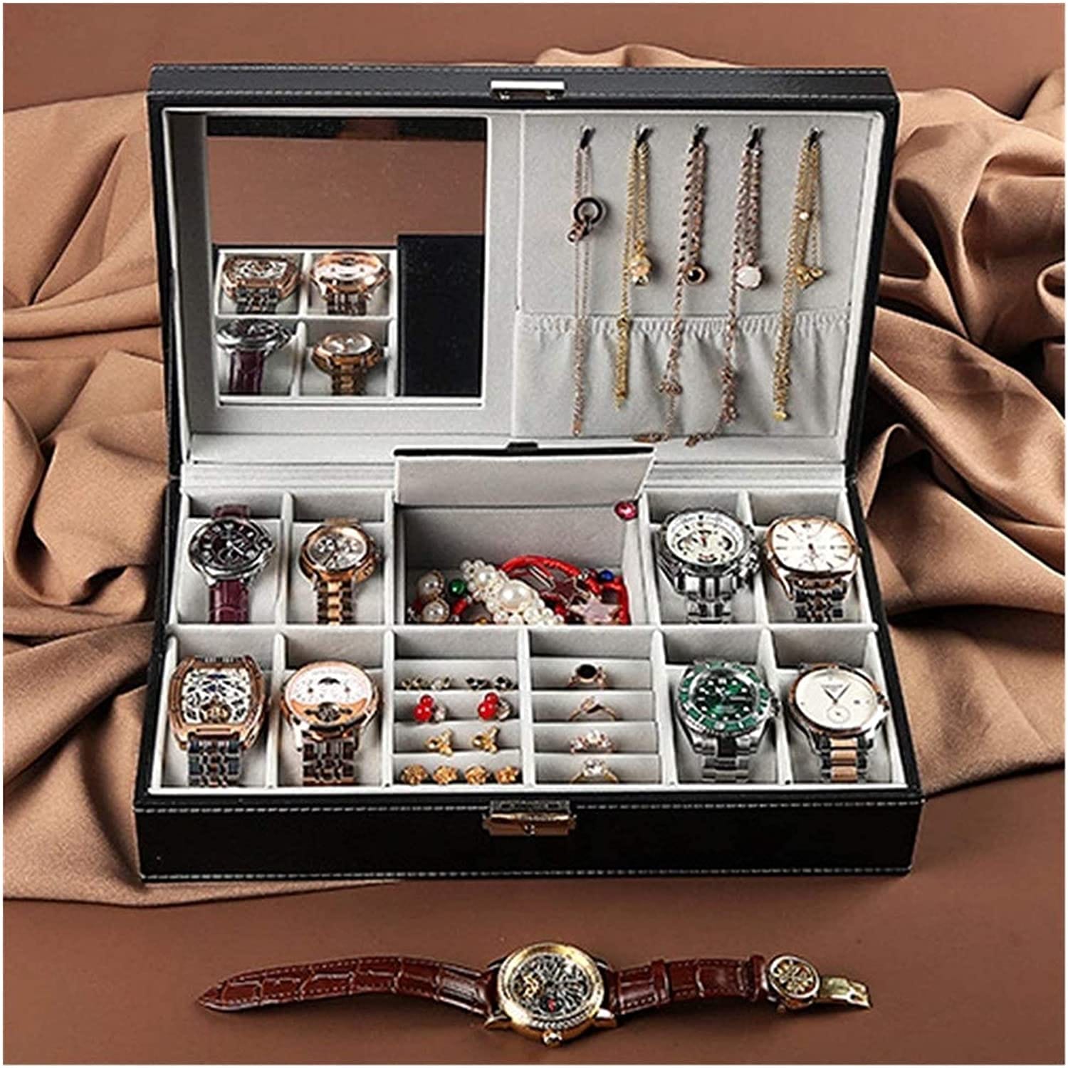 06/10/12 Slots Wrist Watch Box Watch Holder Storage Case Organizer High Quality PU Leather Watch Display Storage Box Smart Watch Display Box
