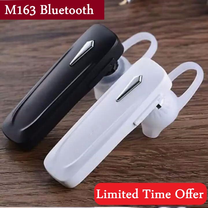 M163 Wireless Bluetooth Earphone Headset Single Earpiece With Ear Clip (Connect with All Bluetooth Devices).