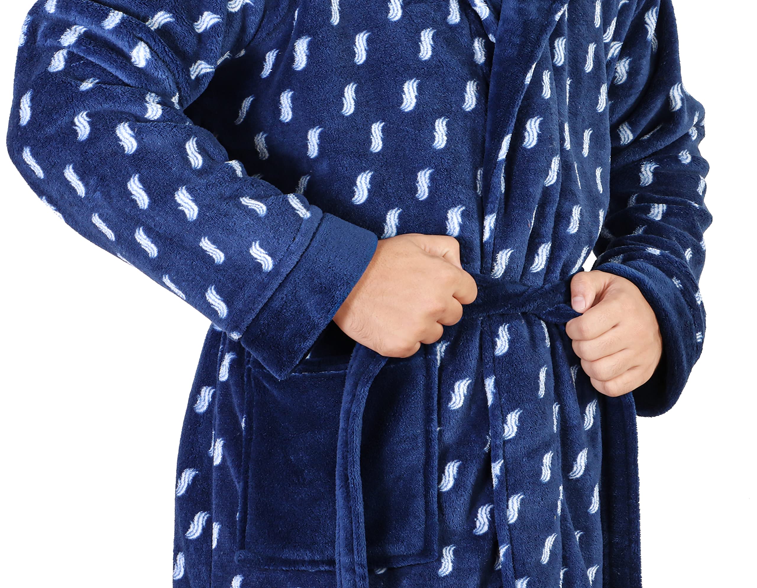 Fast Forward Mens Hooded Fleece Robe - Plush Long Printed Bathrobes