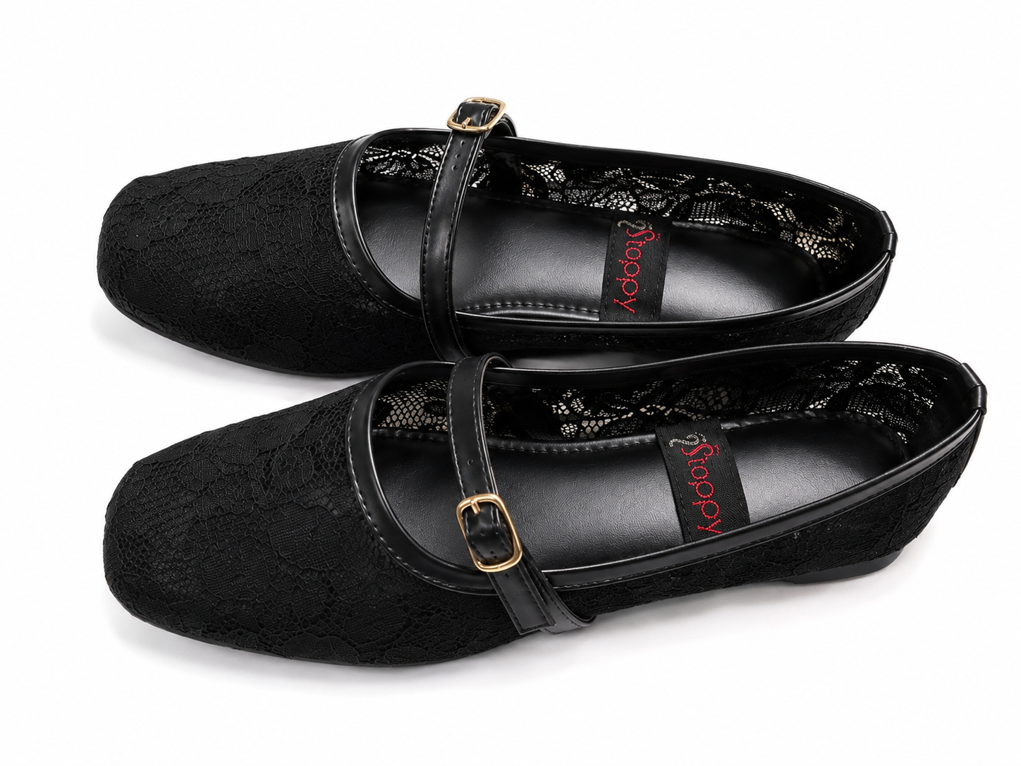 Women's Black Lace Mary Jane Flats | Elegant Buckle Strap Ballet Shoes | Soft Comfortable Casual & Party Wear Pumps black ladies shoes mary jane flats lace flat shoes buckle strap shoes women's ballet flats elegant ladies footwear casual flat shoes party