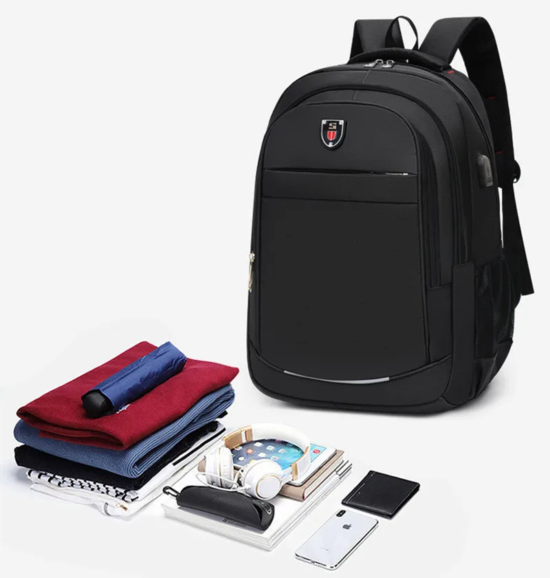 Scratch-Resistant Nylon Casual USB Charging Laptop Bag - Modern Backpack with Power Bank Port for Travel & School