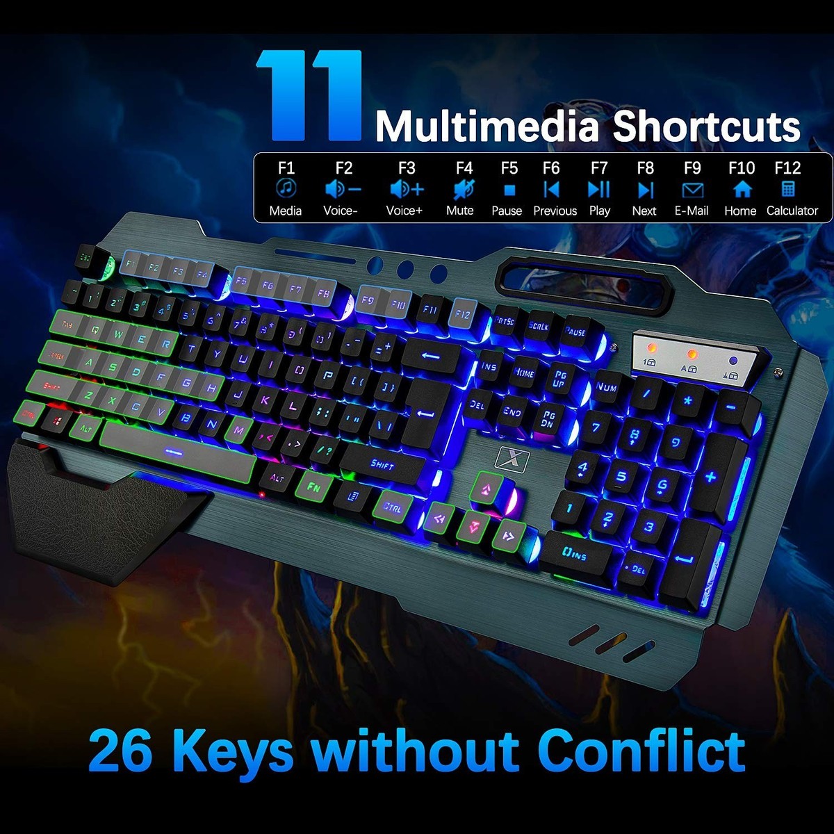 Ultimate Performance: Unique Metallic Wired RGB Gaming-Office Keyboard for Unparalleled Precision and Style - High Quality